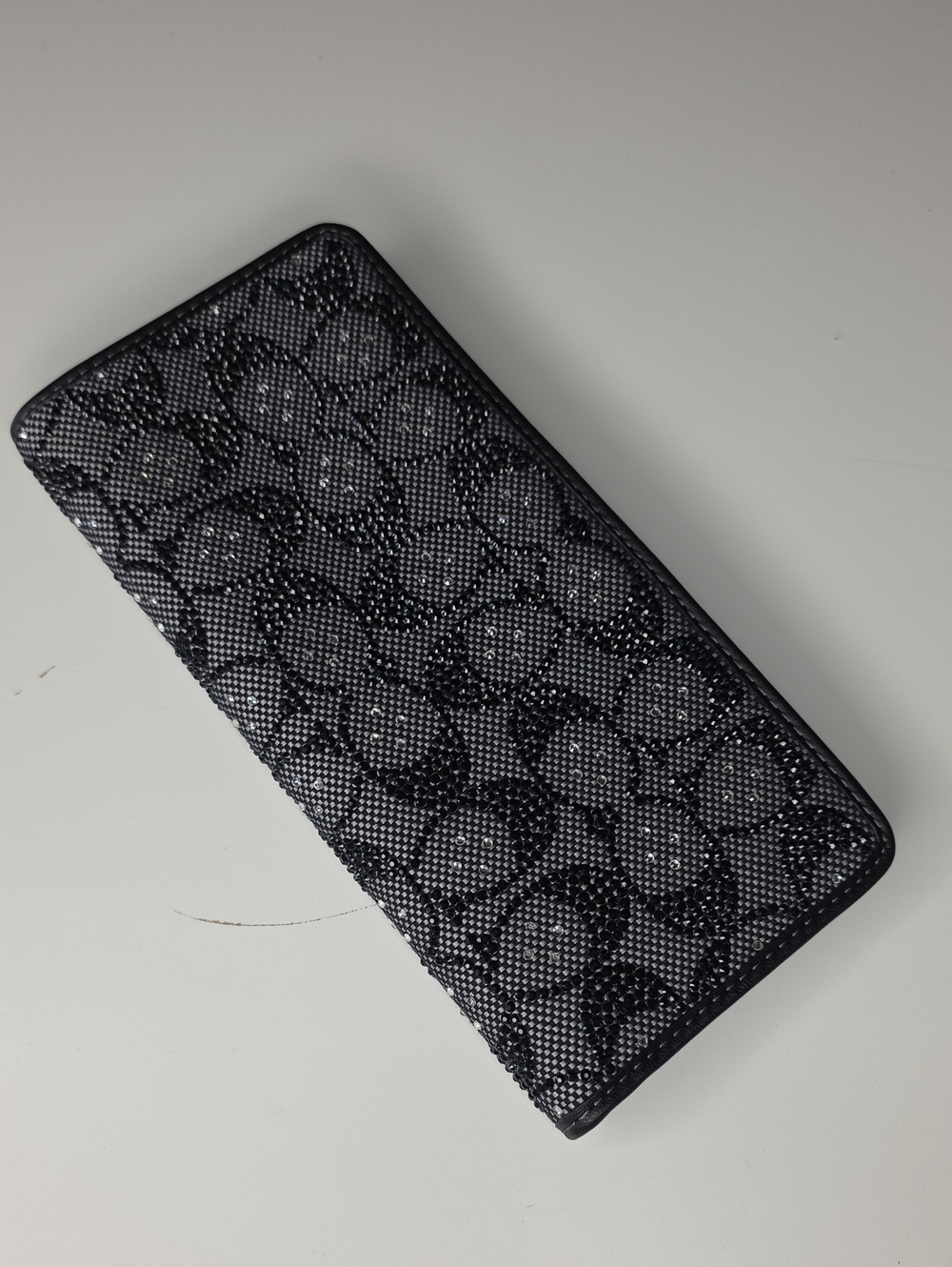 357 - Coach Signature Crystal Jacquard Essential Slim Wallet In Black